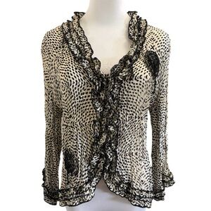 Jaipur Ruffled Blouse with Flowers & Gems L